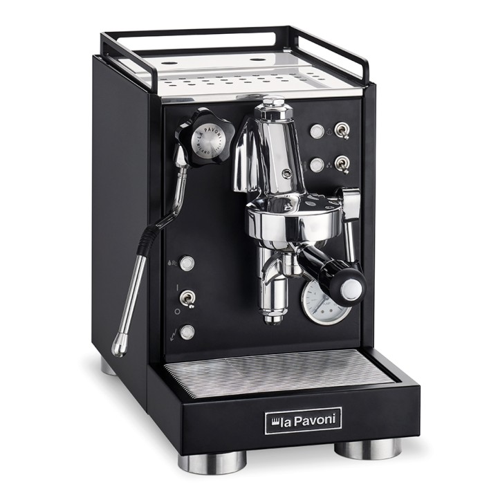 La Pavoni Mini Cellini Sort LPSMCB01EU Espressomaskine Inkl. Eureka Mignon Zero 55s Mat Sort Espressokværn