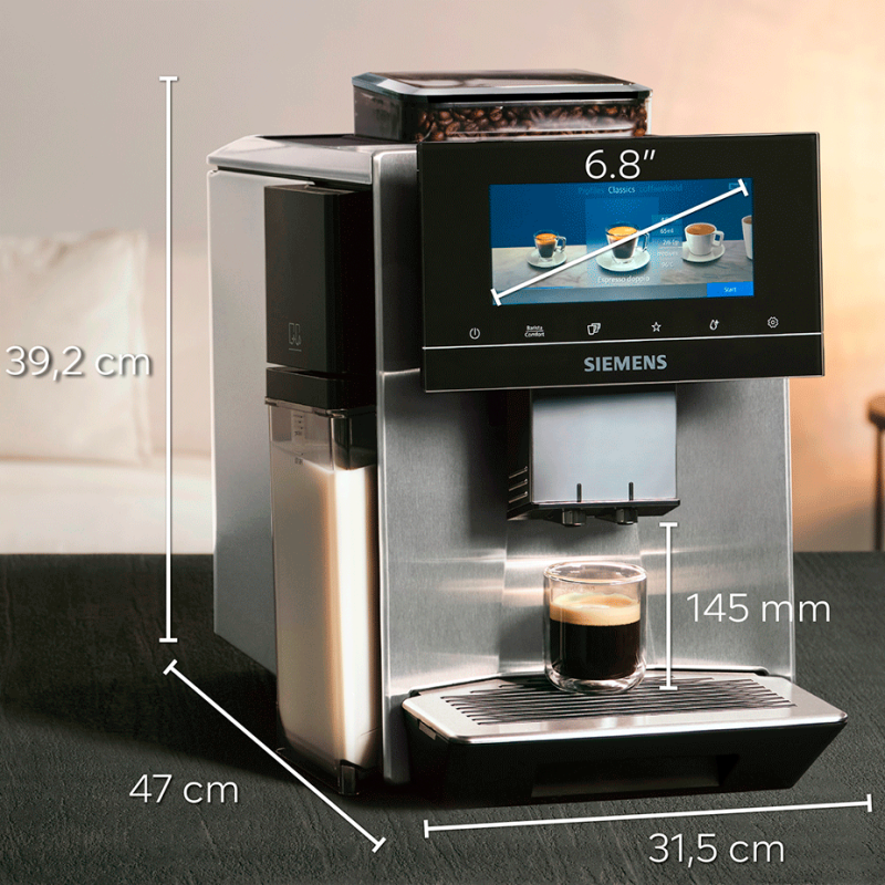 Siemens TQ905RZ3 EQ900 Plus Espressomaskine Inkl. AutoCalc'n Clean & Termokande