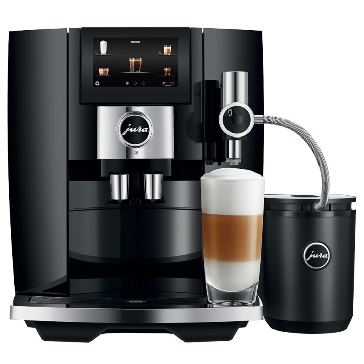 Jura J8 (EA) Piano Black Espressomaskine Inkl. Startpakke, Mælkebeholder, Pleje, Filter & 3kg Rigtig Kaffe Crema Intenso