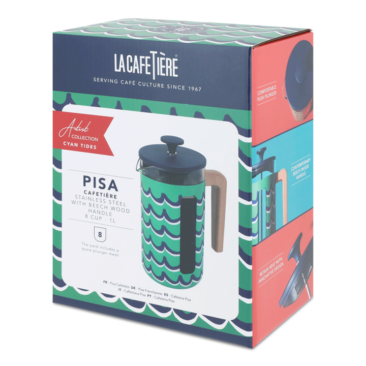 La Cafetière Pisa 8 Kop. Stempelkande Cyan Tides