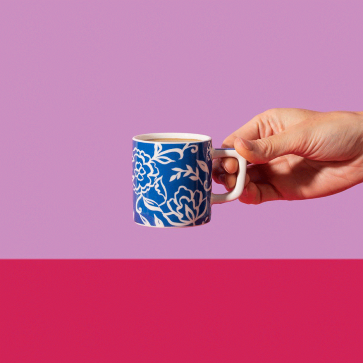 La Cafetiére Keramisk Espressokop Blå Blu Fiorato 12 cl 1 Stk