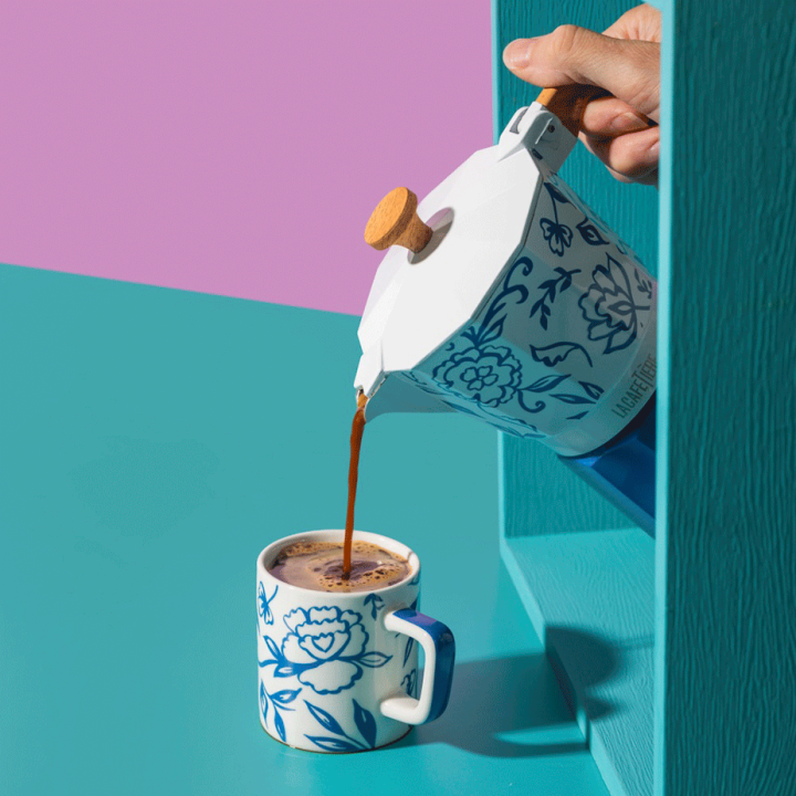 La Cafetiére Keramisk Espressokop Hvid Blu Fiorato 12 cl 1 Stk