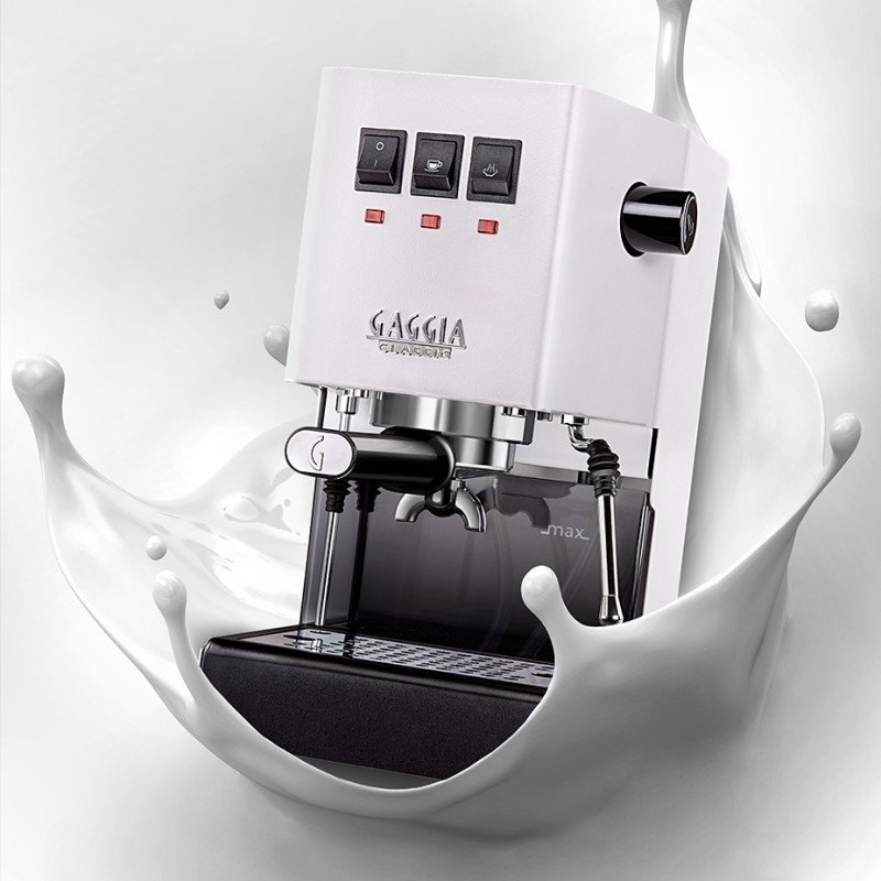 Gaggia Classic E24 Hvid Espressomaskine Inkl. Eureka Mignon Zero 55s & Baristaudstyr