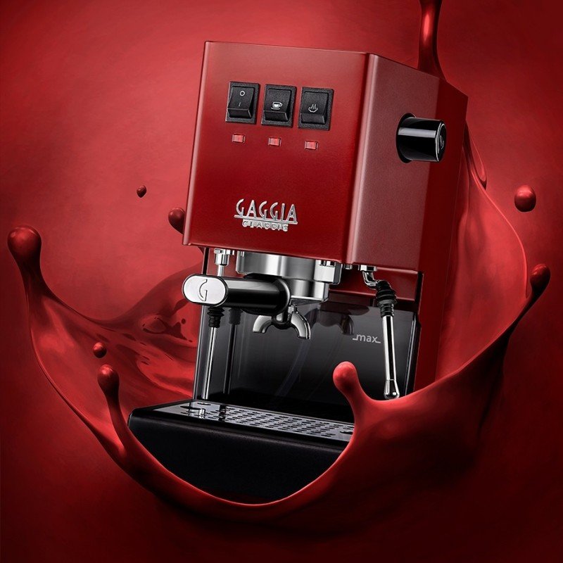Gaggia Classic E24 Rød Espressomaskine Inkl. Eureka Mignon Zero 55s & Baristaudstyr