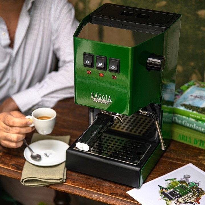 Gaggia Classic E24 Jungle Green Espressomaskine Inkl Eureka Mignon Zero 55s & Baristaudstyr
