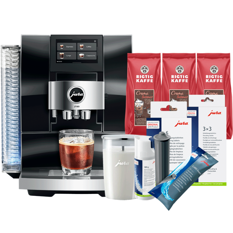 Jura Z10 (EB) Diamond Black Espressomaskine Inkl. Startpakke DK sprog, Rens, Afkalkning, Filter, Mælkebeholder & 3kg Kaffe