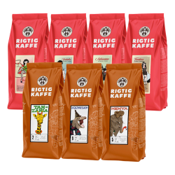 Rigtig Kaffe Rød & Orange Mixpakke 3,2kg Hele kaffebønner