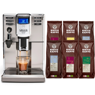 Gaggia Anima Deluxe Stål/Sort Espressomaskine Inkl. 6x400g Rigtig Kaffe Organic