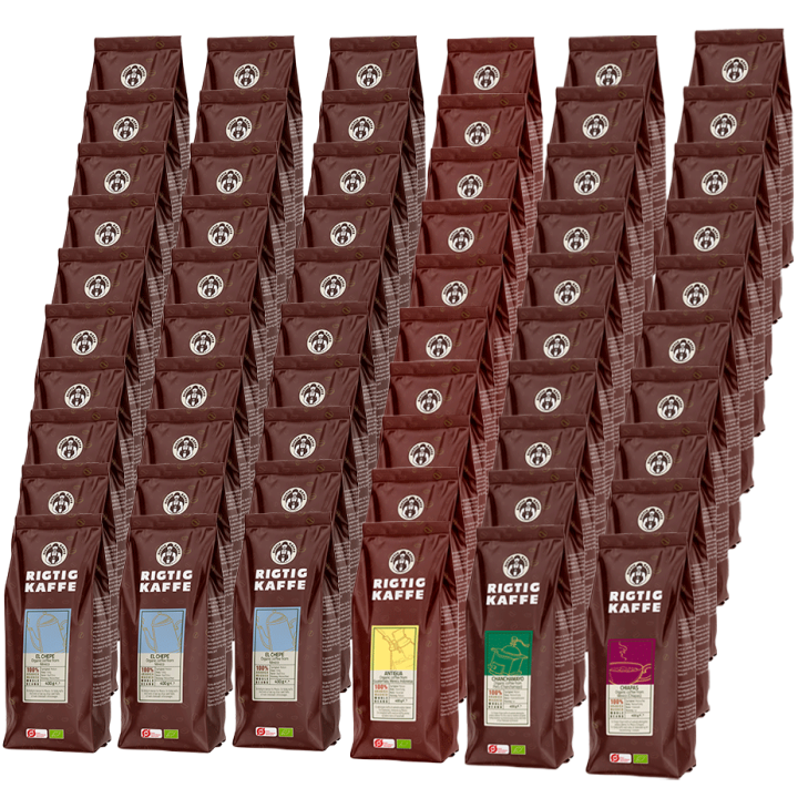 Rigtig Kaffe Økologisk Mixpakke 24kg Hele kaffebønner