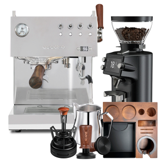 Ascaso Steel Duo Plus Poleret Stål Espressomaskine Inkl. Mahlkönig E64 WS Espressokværn Sort & Baristaudstyr
