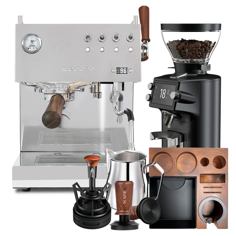 Ascaso Steel Duo Plus Poleret Stål Espressomaskine Inkl. Mahlkönig E64 WS Espressokværn Sort & Baristaudstyr