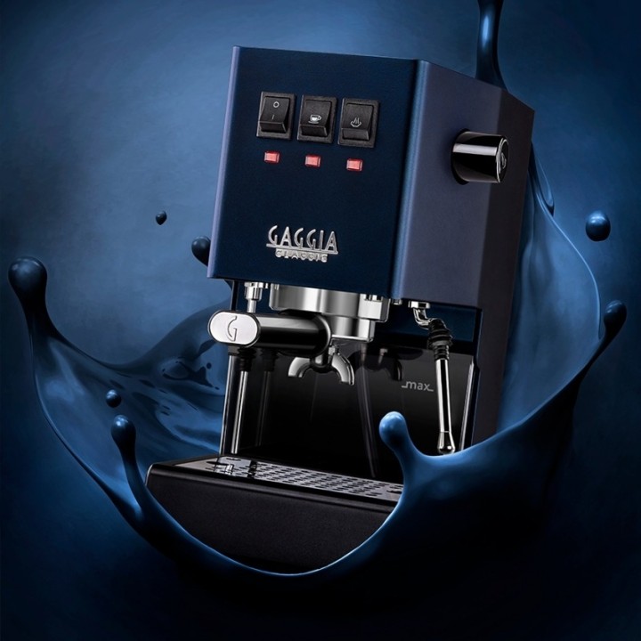 Gaggia Classic E24 Blå Espressomaskine Inkl. Eureka Mignon Zero 65 Speedy Espressokværn