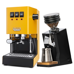 Gaggia Classic E24 Sunshine Yellow Espressomaskine Inkl. Eureka Mignon Zero 65 Speedy Mat Sort Espressokværn