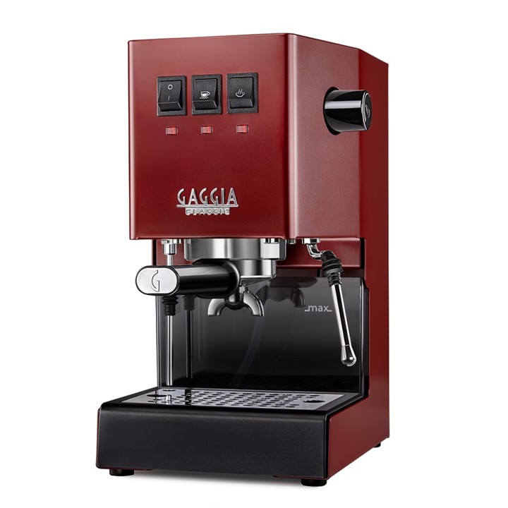 Gaggia Classic E24 Rød Espressomaskine Inkl. Eureka Mignon Zero 65 Speedy Mat Sort Espressokværn