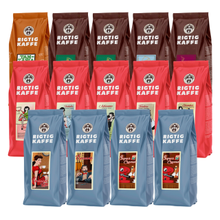 Rigtig Kaffe Mixpakke 14 stk Hele kaffebønner