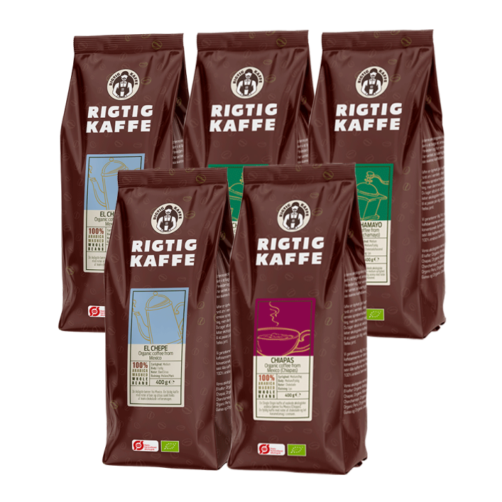 Rigtig Kaffe Økologisk Mixpakke 2,1kg Hele kaffebønner