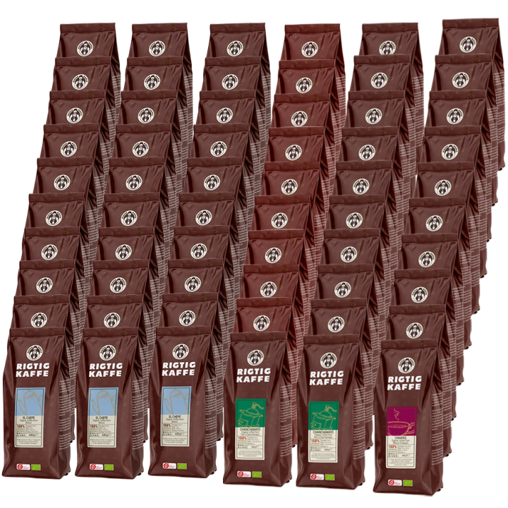 Rigtig Kaffe Økologisk Mixpakke 24kg Hele kaffebønner