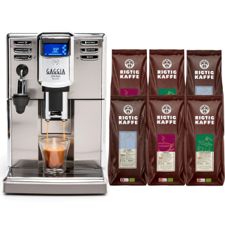 Gaggia Anima Deluxe Stål/Sort Espressomaskine Inkl. 6x400g Rigtig Kaffe Organic