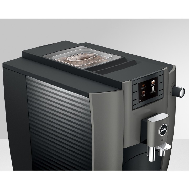 Jura E6 (EC) Dark Inox Espressomaskine Inkl. 6x400g Rigtig Kaffe Organic DK sprog