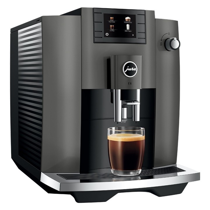 Jura E6 (EC) Dark Inox Espressomaskine Inkl. 6x400g Rigtig Kaffe Organic DK sprog