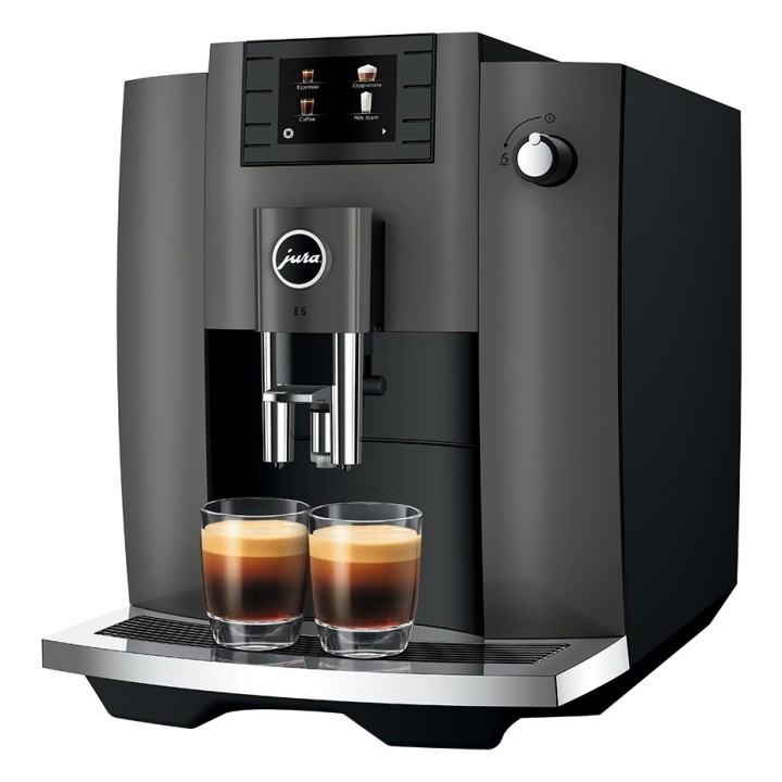 Jura E6 (EC) Dark Inox Espressomaskine Inkl. 6x400g Rigtig Kaffe Organic DK sprog