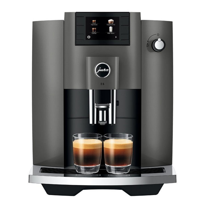 Jura E6 (EC) Dark Inox Espressomaskine Inkl. 6x400g Rigtig Kaffe Organic DK sprog