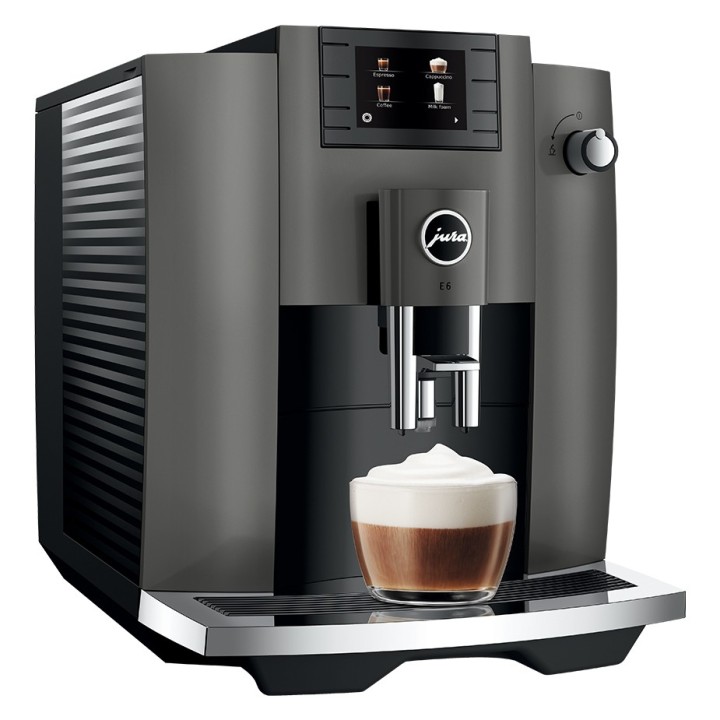 Jura E6 (EC) Dark Inox Espressomaskine Inkl. 6x400g Rigtig Kaffe Organic DK sprog