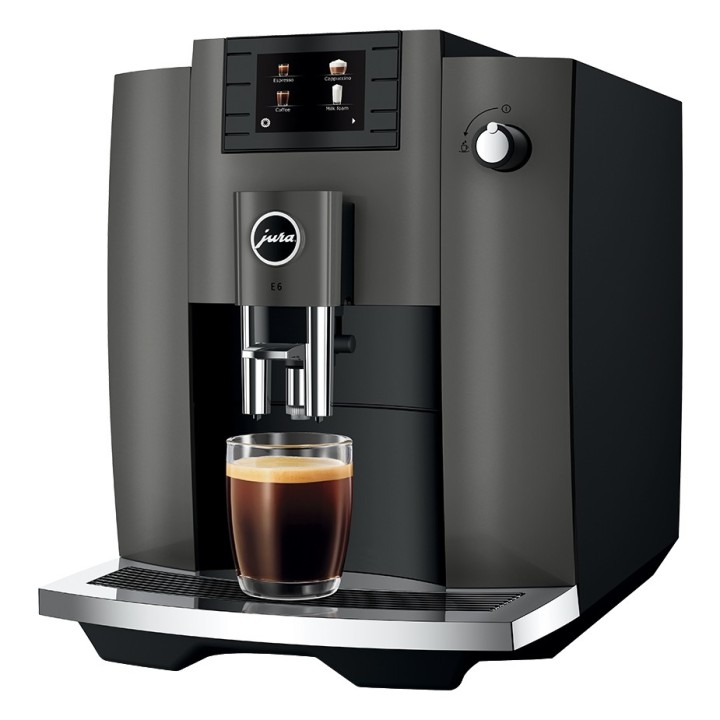 Jura E6 (EC) Dark Inox Espressomaskine Inkl. 6x400g Rigtig Kaffe Organic DK sprog