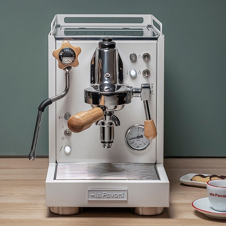 La Pavoni Mini Cellini Hvid LPSMCW01EU Espressomaskine Inkl. Eureka Mignon Zero 65 Speedy Hvid Espressokværn