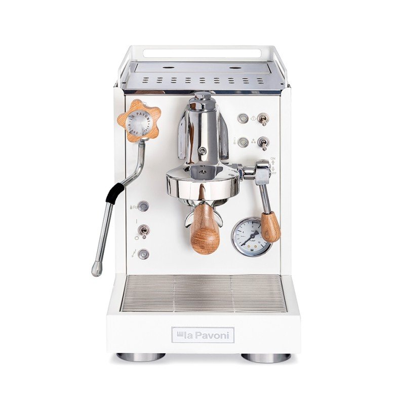 La Pavoni Mini Cellini Hvid LPSMCW01EU Espressomaskine Inkl. Eureka Mignon Zero 65 Speedy Hvid Espressokværn