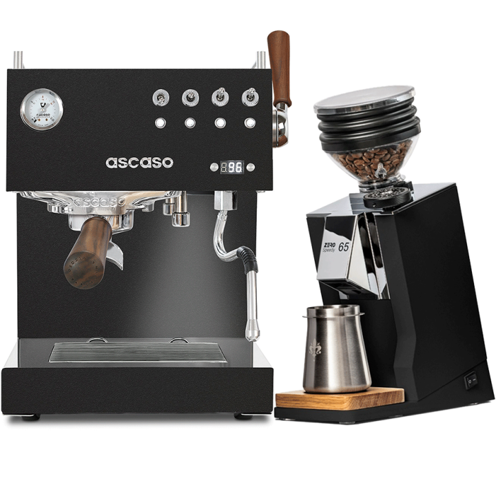 Ascaso Steel Duo PID Sort Espressomaskine Inkl. Eureka Mignon Zero 65 Speedy Mat Sort Espressokværn
