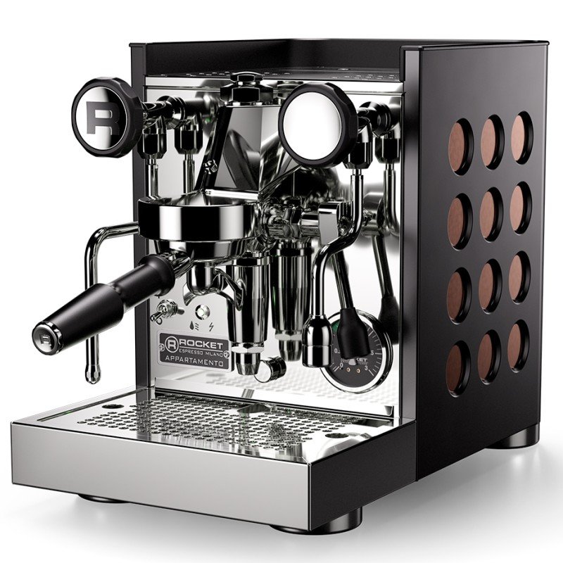Rocket Appartamento TCA Sort/Kobber Espressomaskine Inkl. Eureka Mignon Zero 65 Speedy Mat Sort Espressokværn