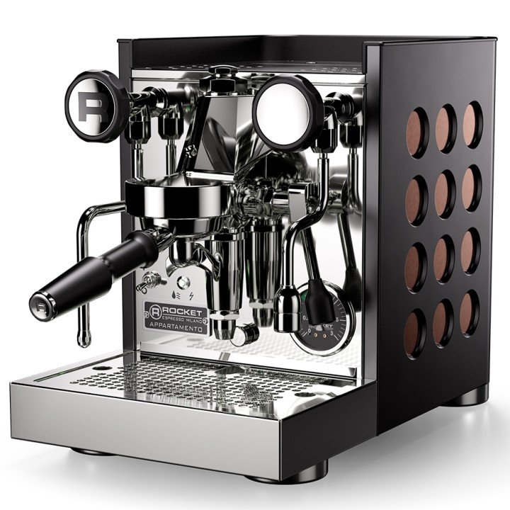 Rocket Appartamento TCA Sort/Kobber Espressomaskine Inkl. Eureka Mignon Zero 65 Speedy Mat Sort Espressokværn