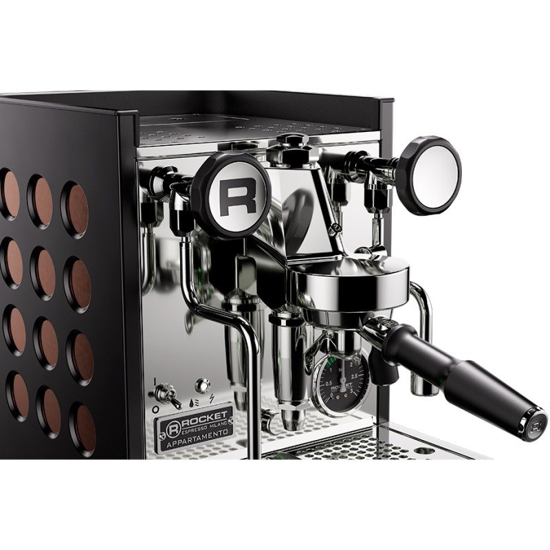 Rocket Appartamento TCA Sort/Kobber Espressomaskine Inkl. Eureka Mignon Zero 65 Speedy Mat Sort Espressokværn