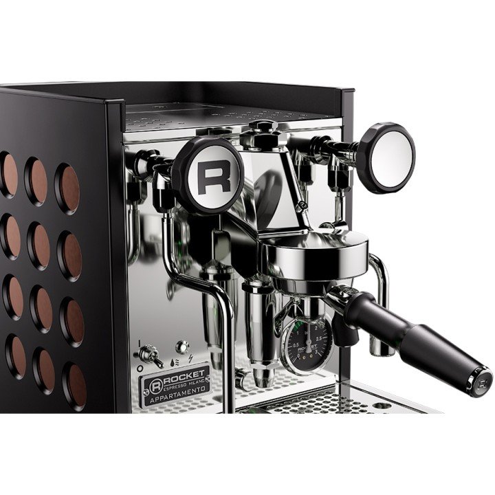 Rocket Appartamento TCA Sort/Kobber Espressomaskine Inkl. Eureka Mignon Zero 65 Speedy Mat Sort Espressokværn