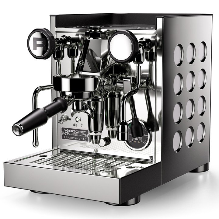 Rocket Appartamento TCA Stål/hvid Espressomaskine Inkl. Eureka Mignon Zero 65 Speedy Hvid Espressokværn