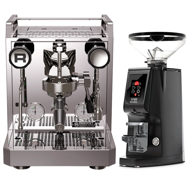 Rocket Mozzafiato Fast R Stål Espressomaskine Inkl. Eureka Atom W 65 Casa Mat Sort Espressokværn