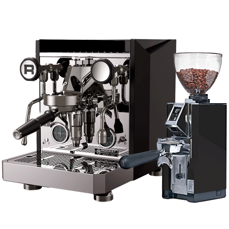 Rocket Giotto Fast V Sort Espressomaskine Inkl. Eureka Mignon Libra 65 Chrome/Mat Sort Espressokværn
