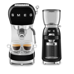 Smeg ECF02BLEU Espressomaskine Sort Inkl. Smeg CGF03BLEU Kaffekværn Sort
