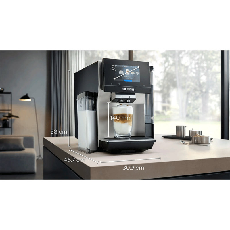 Siemens TQ713R03 EQ700 Inox Espressomaskine Inkl. Siemens Plejepakke & 3kg Rigtig Kaffe Hele Kaffebønner