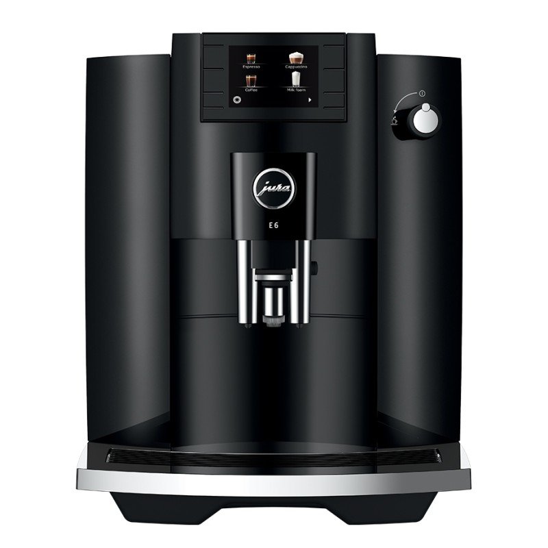 Jura E6 (EC) Piano Black Inkl. Pleje, Filtre, Mælkebeholder & 1 kg Rigtig Kaffe Crema Intenso