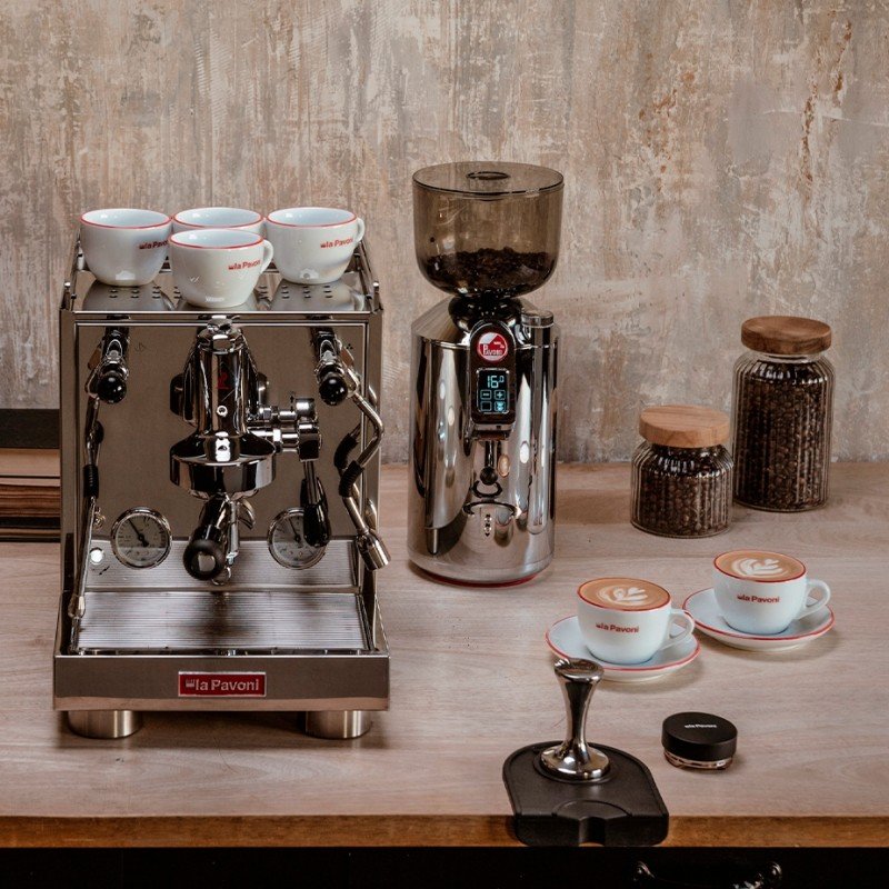 La Pavoni New Cellini Evolution LPSCVS01NO Espressomaskine Inkl. Mahlkönig X54 Espressokværn Chrome