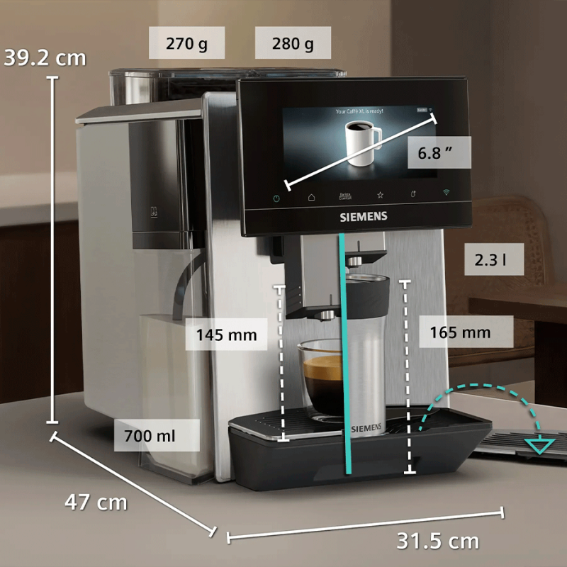 Siemens TQ927EZ3 EQ900 Plus Espressomaskine Inkl. AutoCalc'n Clean