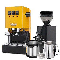 Gaggia Classic E24 Sunshine Yellow Espressomaskine Inkl. Eureka Mignon Zero 55s & Baristaudstyr