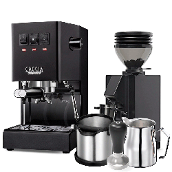 Gaggia Classic E24 Sort Espressomaskine Inkl. Eureka Mignon Zero 55s & Baristaudstyr