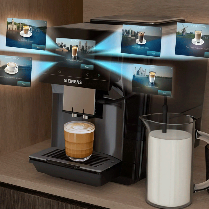 Siemens TP725EM7 EQ700 Inox Sølvmetallic Espressomaskine Inkl. Mælkekande Glas