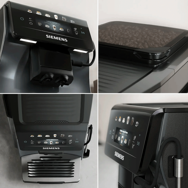 Siemens TP603EM6 EQ6 Espressomaskine Midnat Sølvmetallic Inkl. Mælkekande Glas