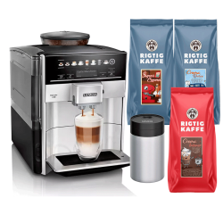 Siemens TE653M11RW EQ6 Plus s300 Espressomaskine Inkl. Mælkebeholder, 1kg Super Crema, 1kg Crema Intenso & 1kg Dolce Crema