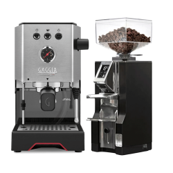 Gaggia Classic UP Stål Espressomaskine Inkl. Eureka Mignon Libra 55 Chrome/Mat Sort Espressokværn