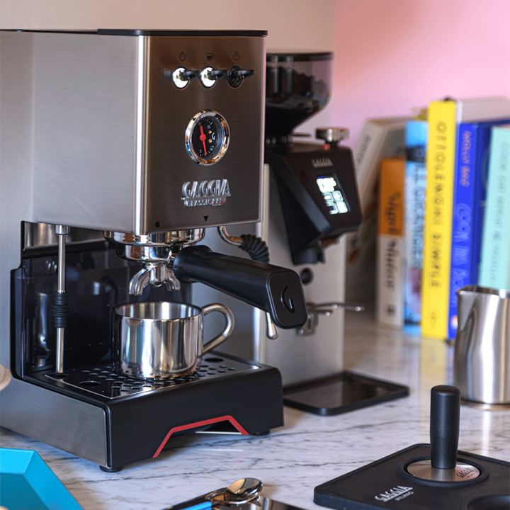 Gaggia Classic UP Stål Espressomaskine Inkl. Eureka Mignon Libra 55 Chrome/Mat Sort Espressokværn